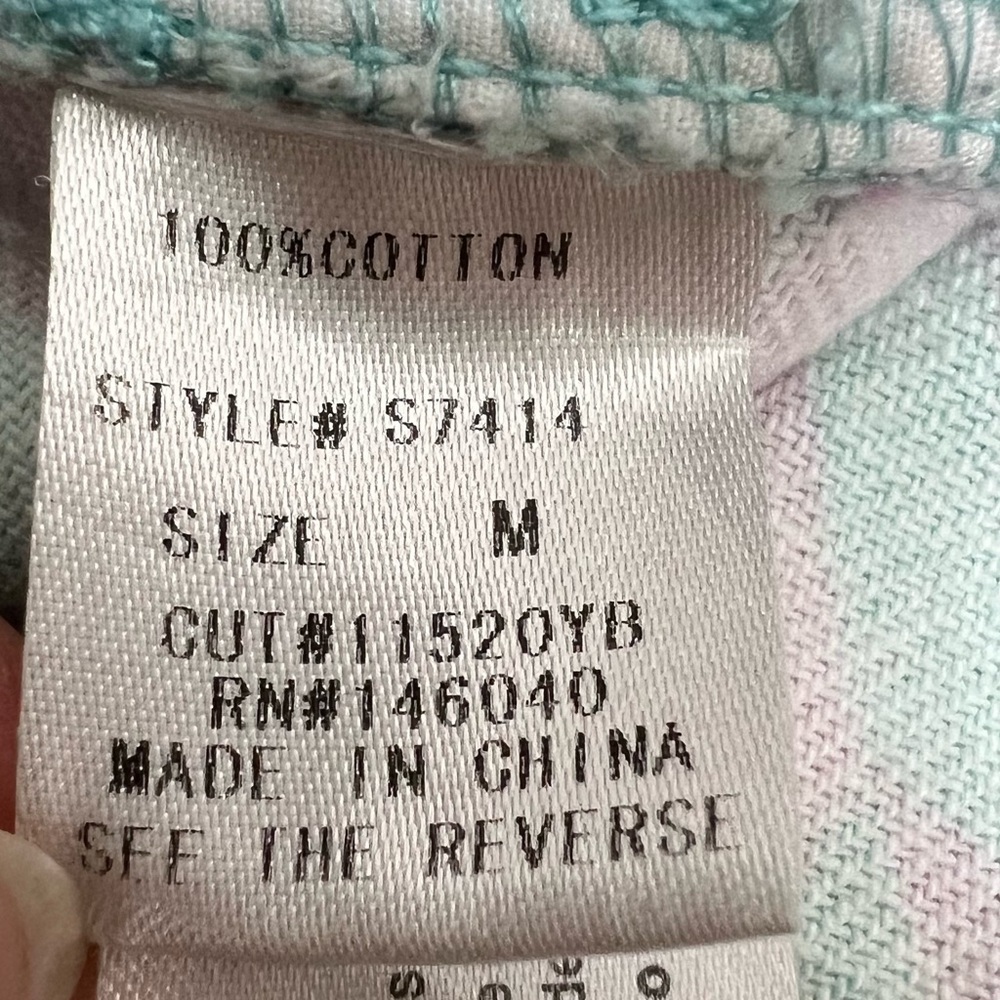 Signature 8 aqua pink houndstooth check belted denim mini skirt M - Picture 10 of 11